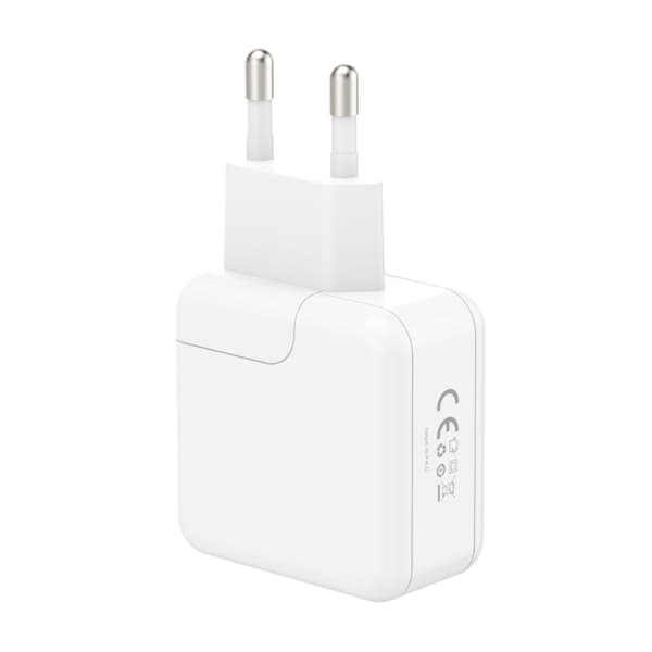 VÄGGLADDARE MX BURST GaN PD 35W, 2xUSB-C + C / C PD-kabel 65W vit vit