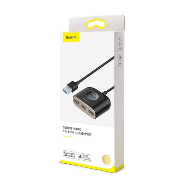 Baseus adapter HUB Square USB 3 0 till 4x USB svart