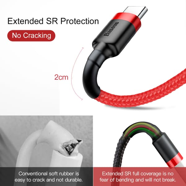 Baseus kabel Cafule USB - USB-C 1,0 m 3A röd röd