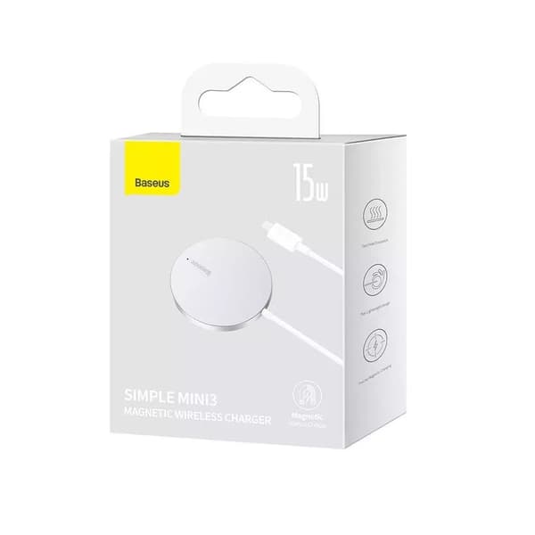 Baseus trådlös laddare Simple Mini 3 15W silver magnetisk