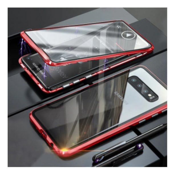 Dubbelsidigt glas magnetisk metall för Samsung Note 10plus röd