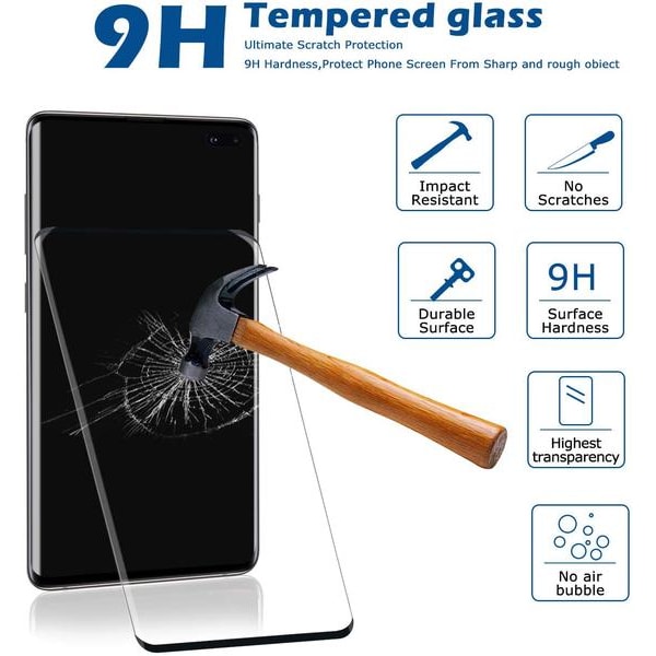 2 st heltäckande  härdat glas för Samsung s10 plus