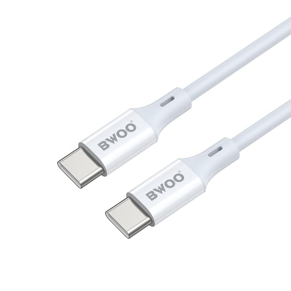 BWOO-kabel USB-C - USB-C 2m 60W ABS + TPE vit
