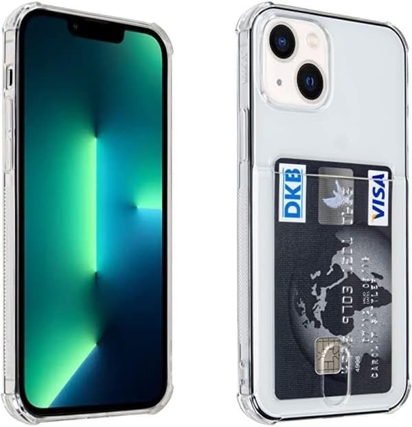 Silikonfodral med kortplats för iPhone 15 Plus – Transparent transparent