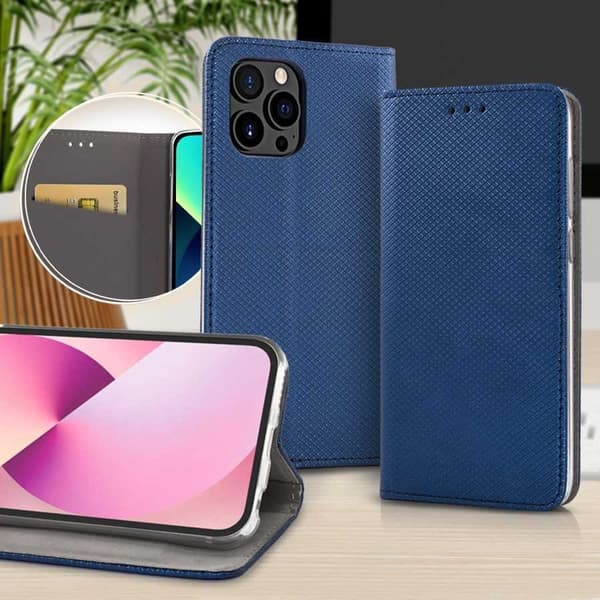 Smart Fodral Bok för iPhone 15 Plus Marinblå blå