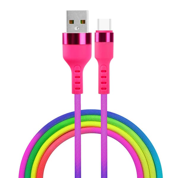 Setty USB - USB-C-kabel 1,2 m 2,1A KNA-C-1.22.113 regnbåge