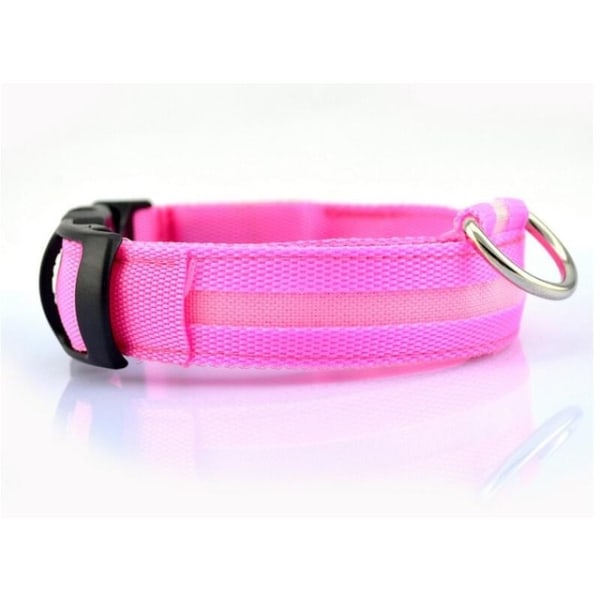 LED-halsband, reflekterande i nylon|rosa
