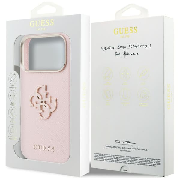 Guess HC PU FW RESIN LOGO rosa fodral för iPhone 17 Pro Max