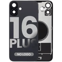 Baksida i glas med MagSafe-magnet för iPhone 16 Plus (ingen logotyp) (eftermarknad) (svart)