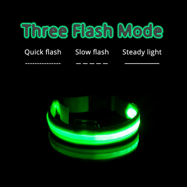 hundhalsband med LED-blixt ljusgrön