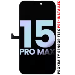 OLED-enhet med förinstallerad flexkabel för närhetssensor för iPhone 15 Pro Max (servicepaket)