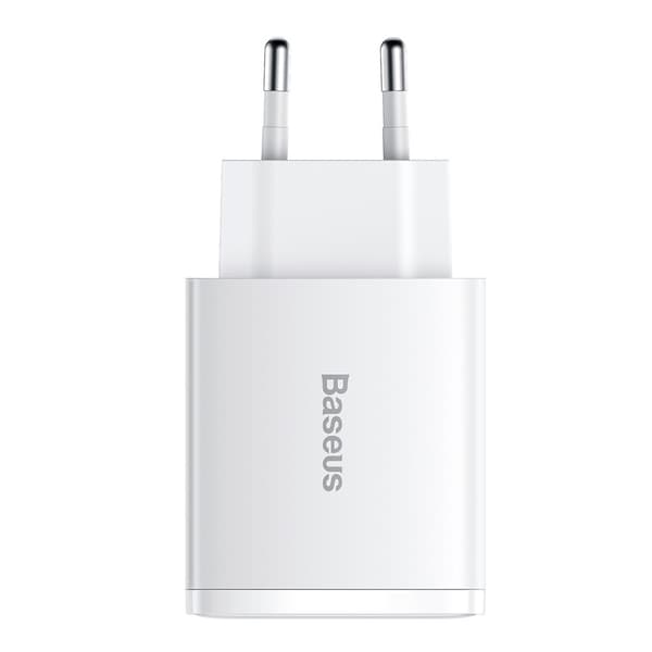 Baseus Wall Charger PD 30W - 1x USB-C, 2x USB-A, White