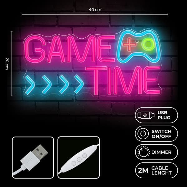 Forever Light Neon PLEXI LED GAME TIME flerfärgad FPNE34