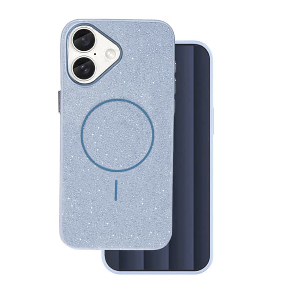 Glitter Thin Mag-skal för iPhone 16 6,1\" blå