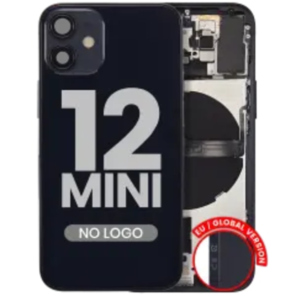Baksida med smådelar för iPhone 12 Mini (EU / Global version) (Eftermarknad Plus) (Svart)