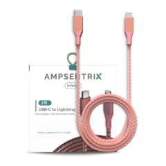 Lightning till USB Typ C-kabel (ej MFI) (1 m / 3 fot) (AmpSentrix Infinity) (Rosa) rosa