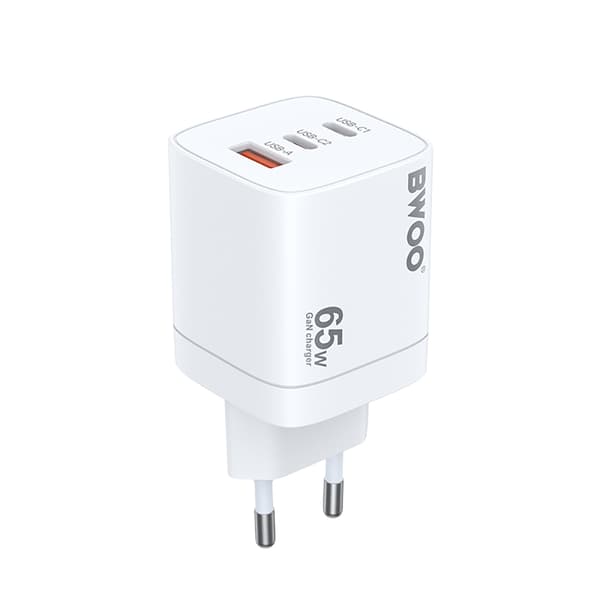 BWOO CDA147PD väggladdare 65W 2x USB-C port + USB-A vit vit