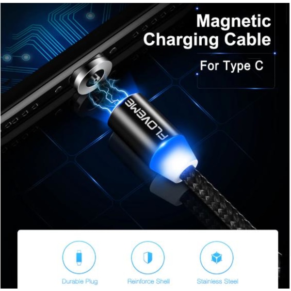 Magnetkabel för USB-C Snabb Laddning|svart