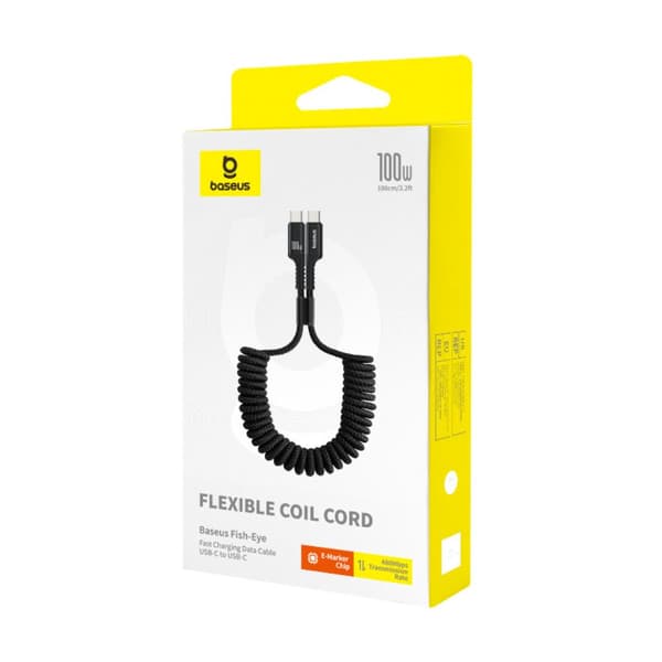 Baseus Fish-Eye Snabbladdningsdatakabel USB-C till USB-C 100W 1m Klustersvart