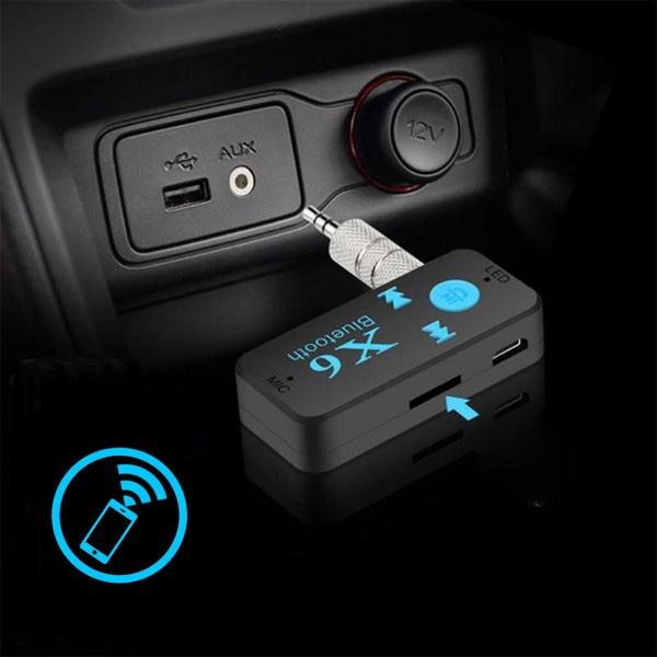X6 Bluetoothmottagare 3,5 mm AUX bilstereo-ljudmusik Black