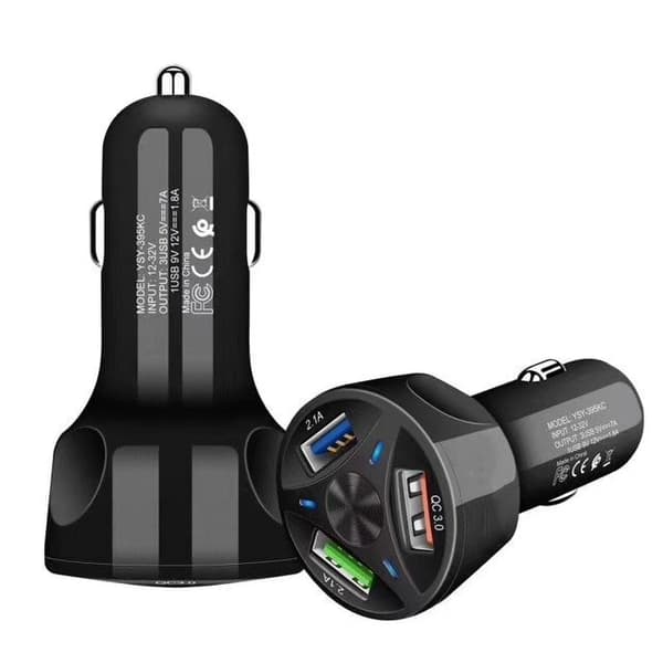 3-Portar USB-billaddare
