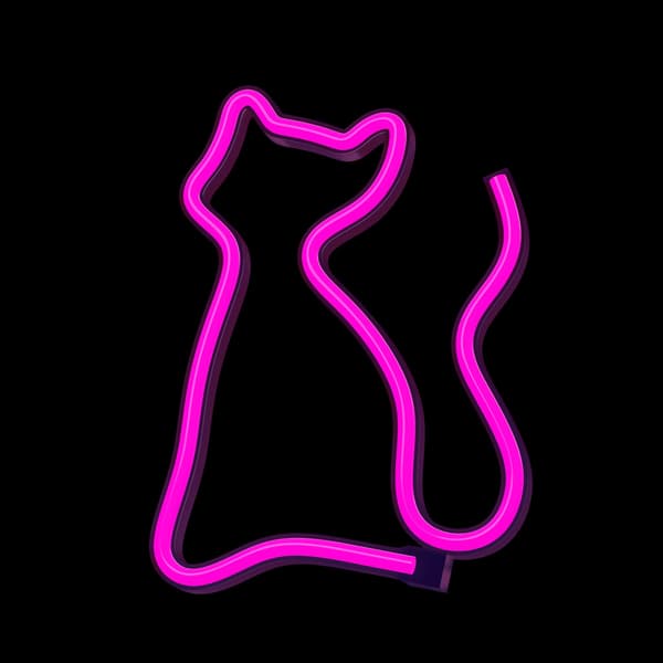 Neon LED-lampa KATT rosa fladdermus + USB FLNE04 Forever Light