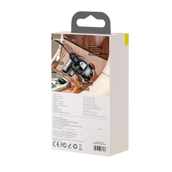 Baseus sändare FM T-formad S-09A Bluetooth MP3 svart