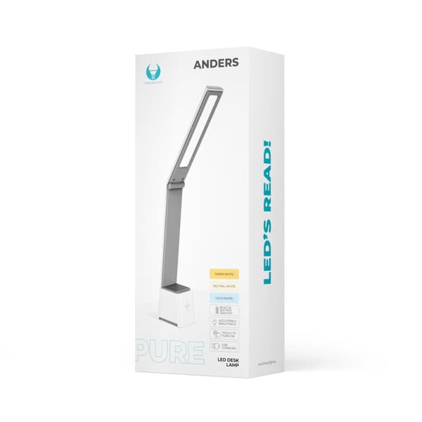 Bordslampa LED 5W vikbar PURE FLB-110 ANDERS vit-grå Forever Light vit