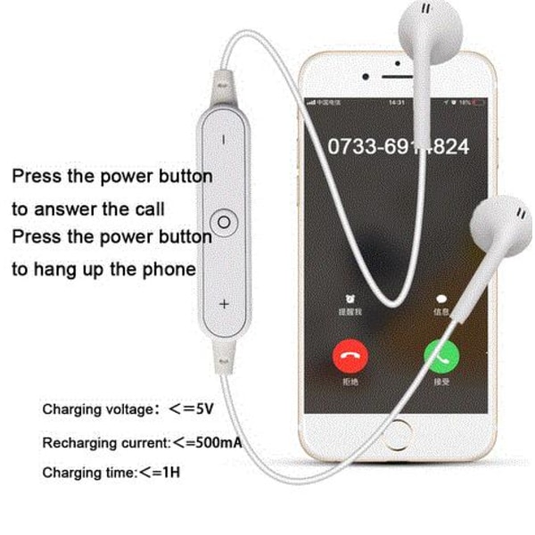 bluetooth hörlurar för iphone Svart färg