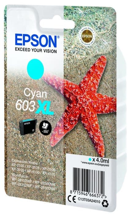 Epson 603 Cyan 130 sidor bläck C13T03U24010