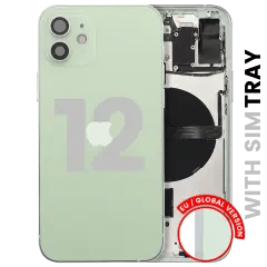 Baksida med smådelar för iPhone 12 (EU / Global version) (Begagnad OEM-del: Klass C) (Grön)