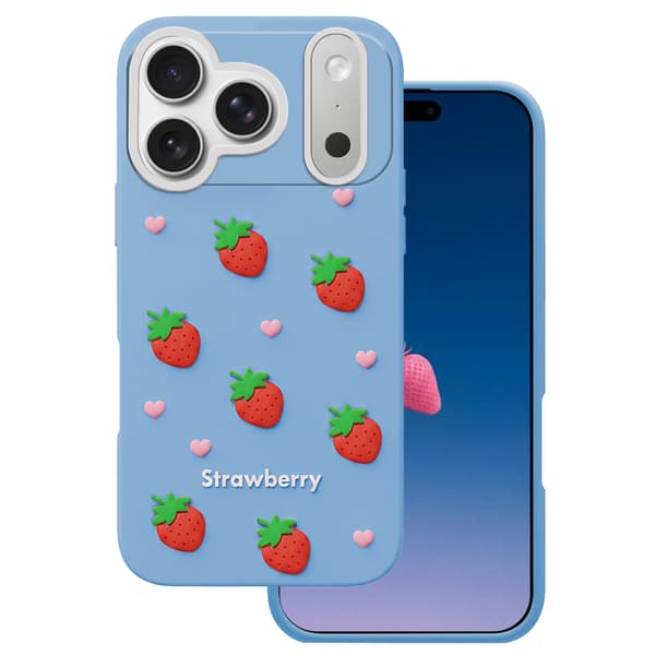 Jordgubbsfodral för iPhone 17 Pro Max / 18 Pro Max 6,9'' blå