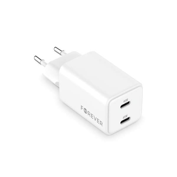 Forever TC-08-45CC GaN PD-laddare 2x USB-C 45W vit