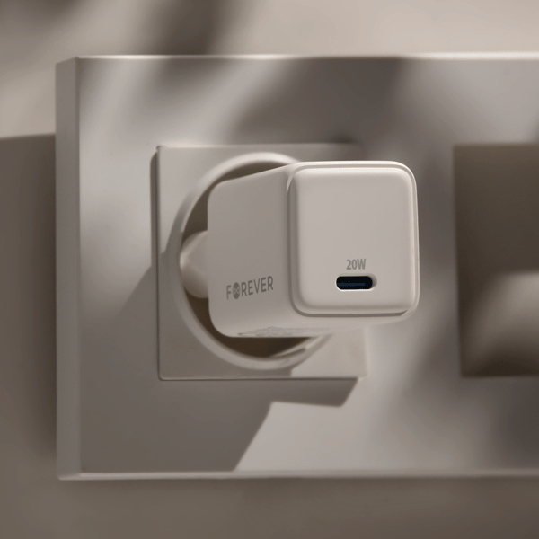 Forever TC-08-20C GaN PD laddare 1x USB-C 20W vit vit