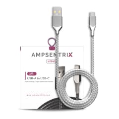 USB Typ C till USB Typ A-kabel (1 m / 3 fot) (AmpSentrix Infinity) (Silver)