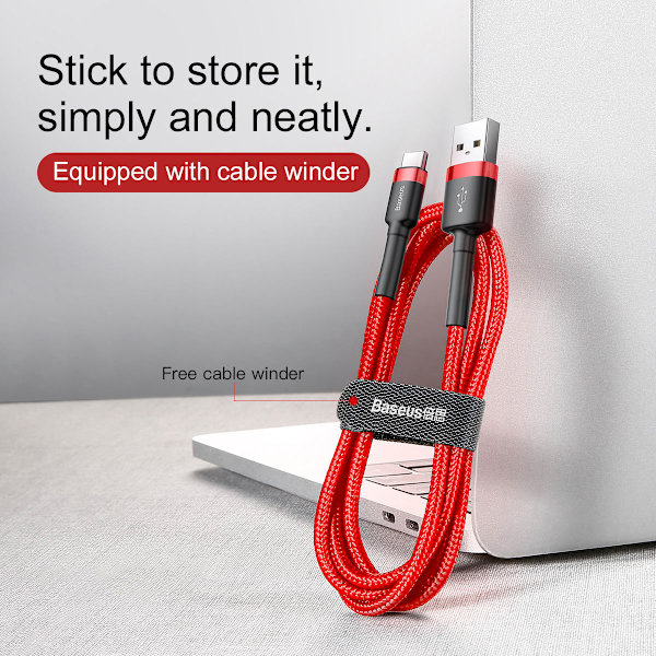 Baseus kabel Cafule USB - USB-C 0,5 m 3A röd