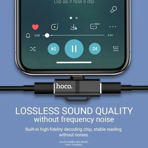 HOCO Adapterkontakt - dual lightning LS20 svart
