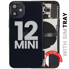 Baksida med smådelar för iPhone 12 Mini (EU / Global version) (Begagnad OEM Pull: Grade C) (Svart)