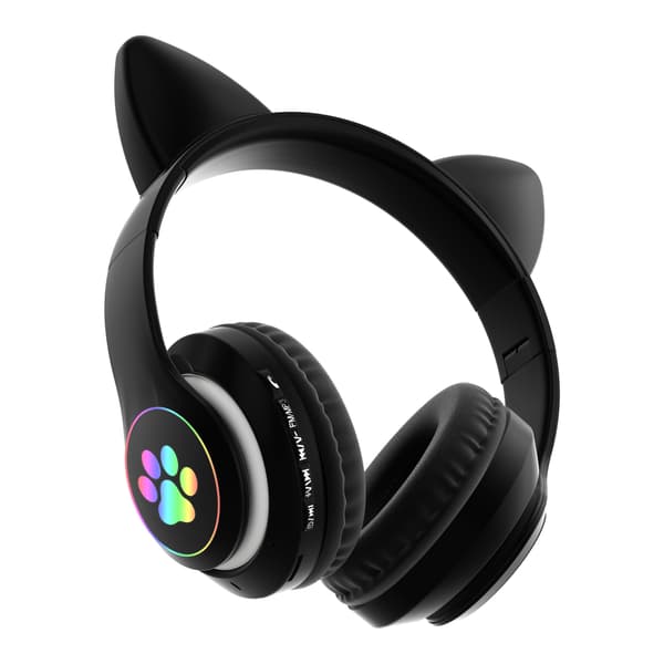 HÖRLURAR FÖR BARN BLUETOOTH LED / KATTÖRON, SVART