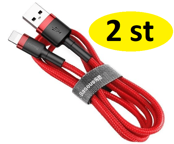 2 st 2 m Baseus kabel iPhone röd röd