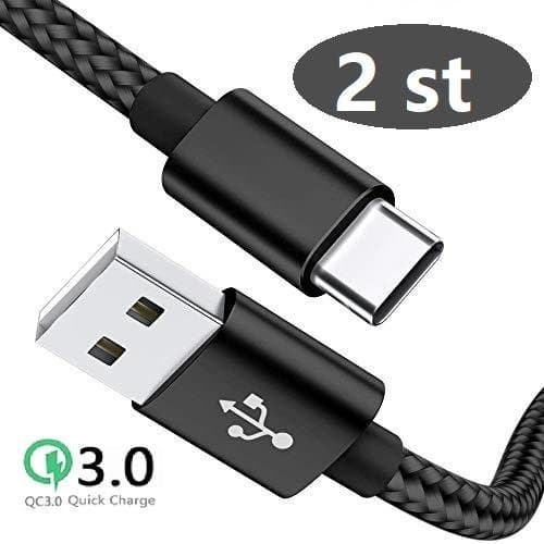 2 st super kvalitet 3 m usb-c svart Svart
