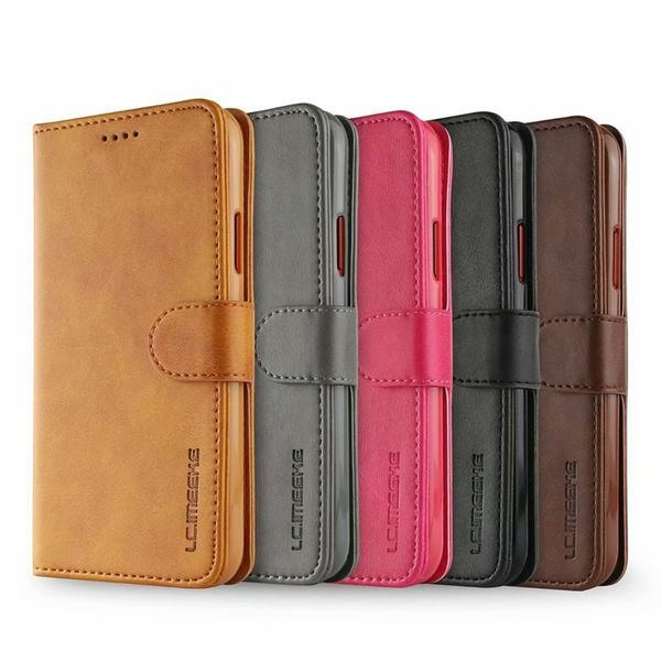 Lyxigt läderplånbok för iPhone 11 pro max ljusbrun LightBrown