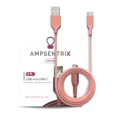 USB Typ C till USB Typ A-kabel (1,8 m / 6 fot) (AmpSentrix Infinity) (Rosa) rosa