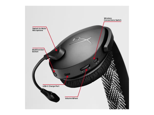 HyperX Cloud Jet Wireless Black Gaming trådlös hörlurar svart