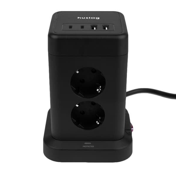 Huslog Vertikal Förlängningssladd med USB