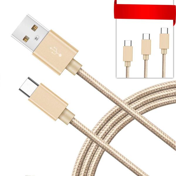 3 st hög kvalitet 2 m  usb-c|ljusblå