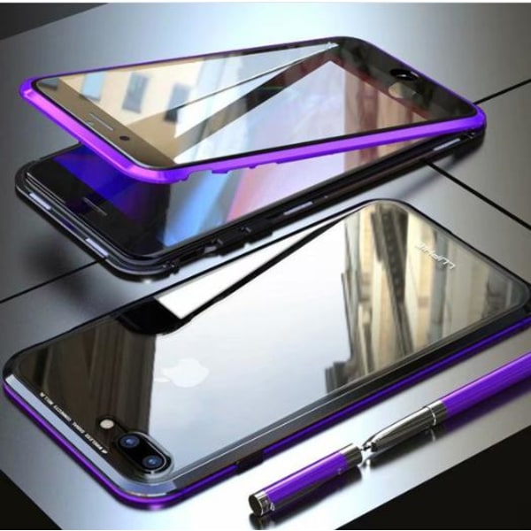 magnetisk glas bakfodral med Härdat glas Xs max lila Purple