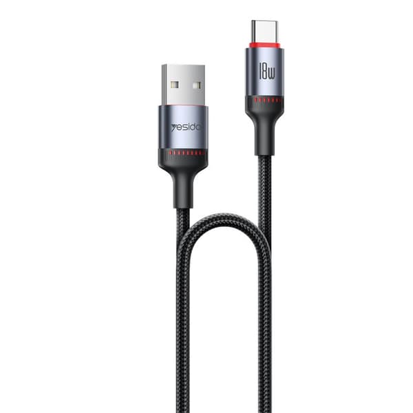YESIDO KABEL CA129C 18W USB/TYPE-C 1,2M 2A SVART