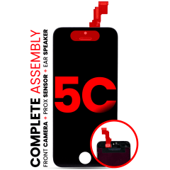 Komplett LCD-enhet för iPhone 5C (med främre kamera: närhetssensor och hörsnäcka) (Eftermarknad Plus: Tianma) (Svart)