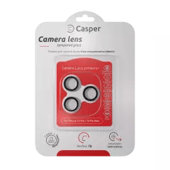 Casper Kameralinsskydd för iPhone 15 Pro / 15 Pro Max (Klar) (Silver) silver